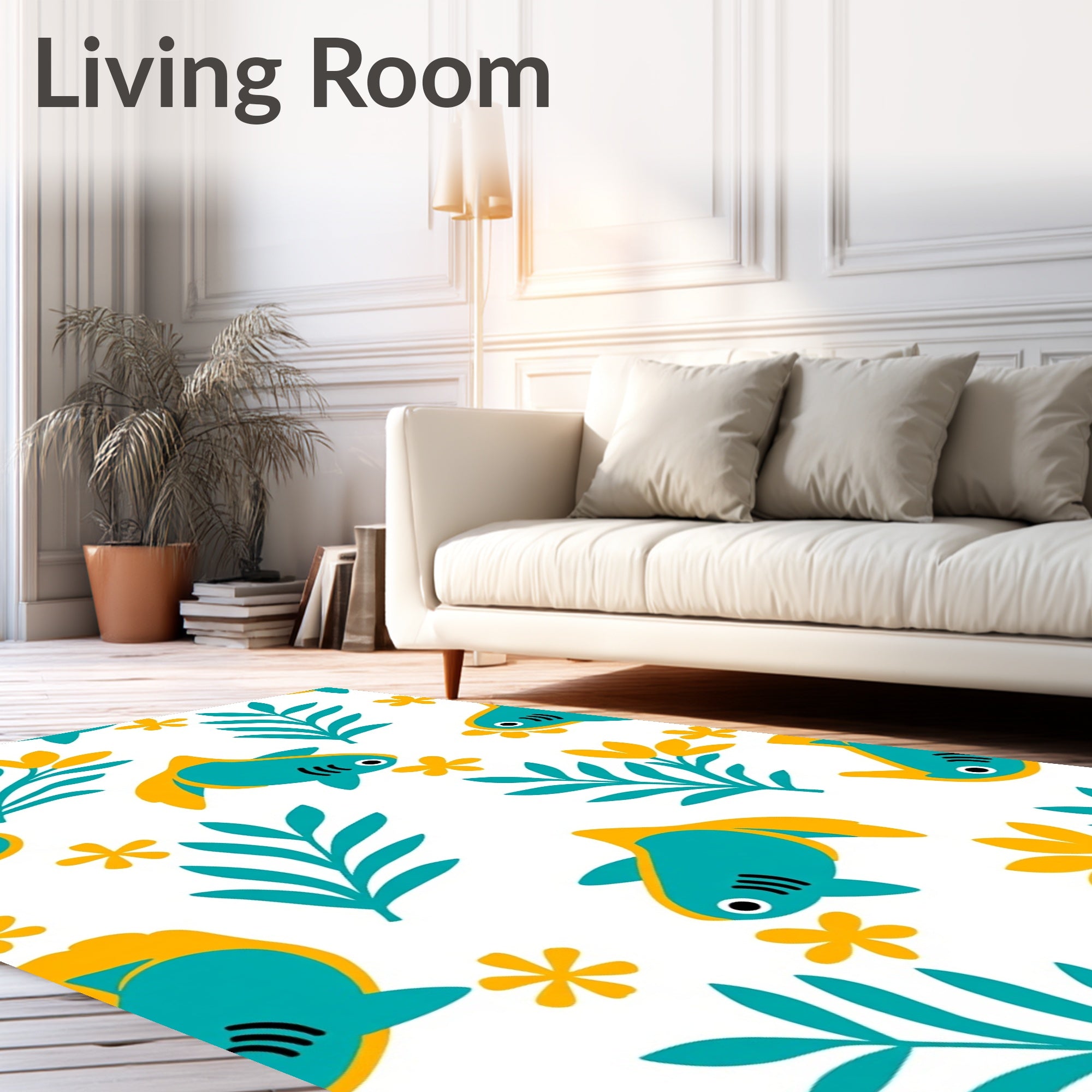 Teal Goldfish Plant Scatter Rug