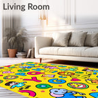 Whimsical Alphabet Animals Yellow Rug