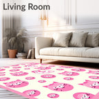 Pink Cat Face Circle Collage Rug