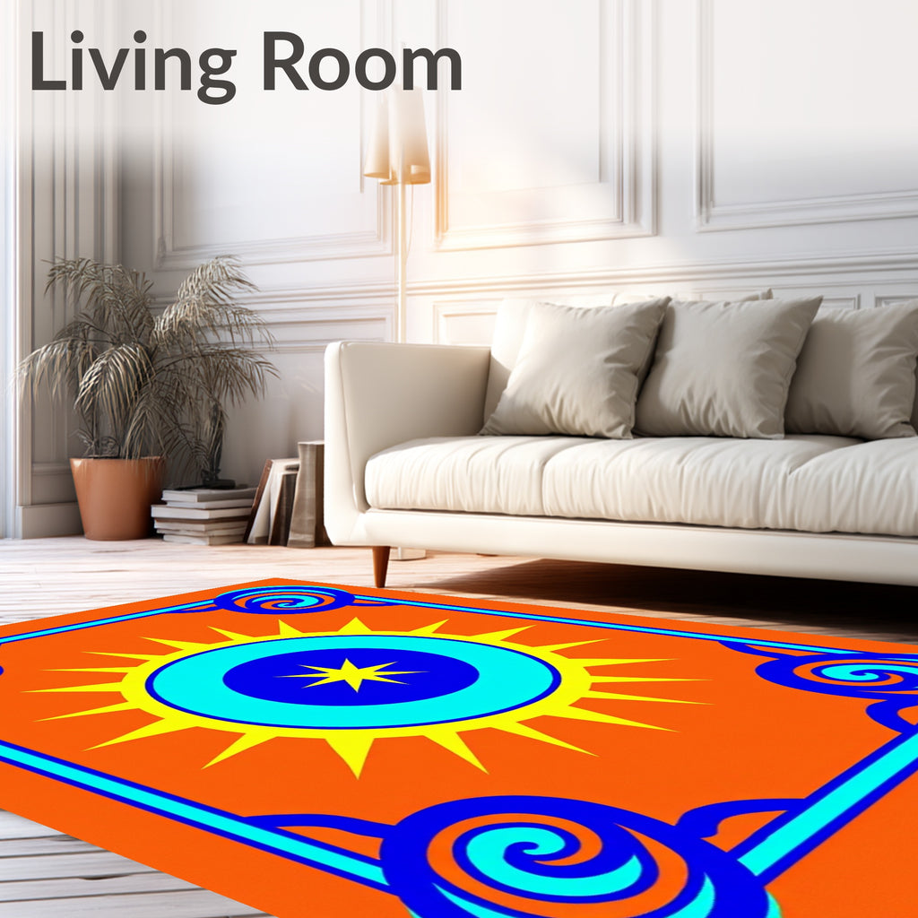 Vibrant Sun Swirl Border Rug