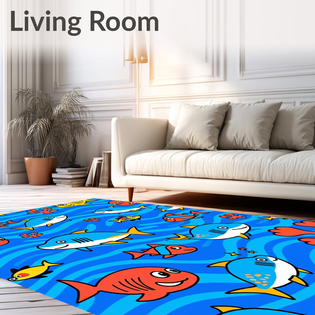 Happy Ocean Life Fish Coral Rug
