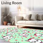 Cute White Kitty Polka Dot Rug