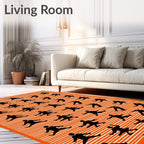 Orange Dynamic Figures Abstract Folk Rug