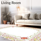 Whimsical Red Green Monster Border Rug