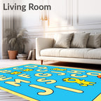 Yellow Alphabet Characters Cute Animals Rug