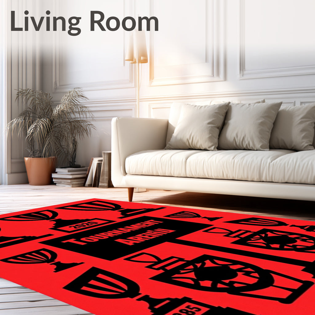 Red Black Trophy Collage Rug