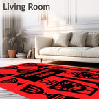 Red Black Trophy Collage Rug