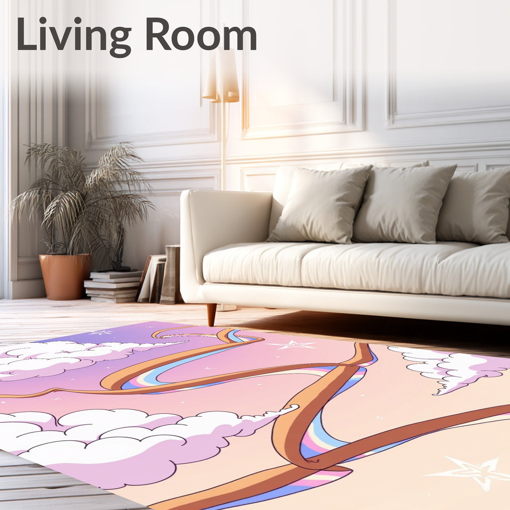 Candy Floss Sky Ribbon Stars Rug