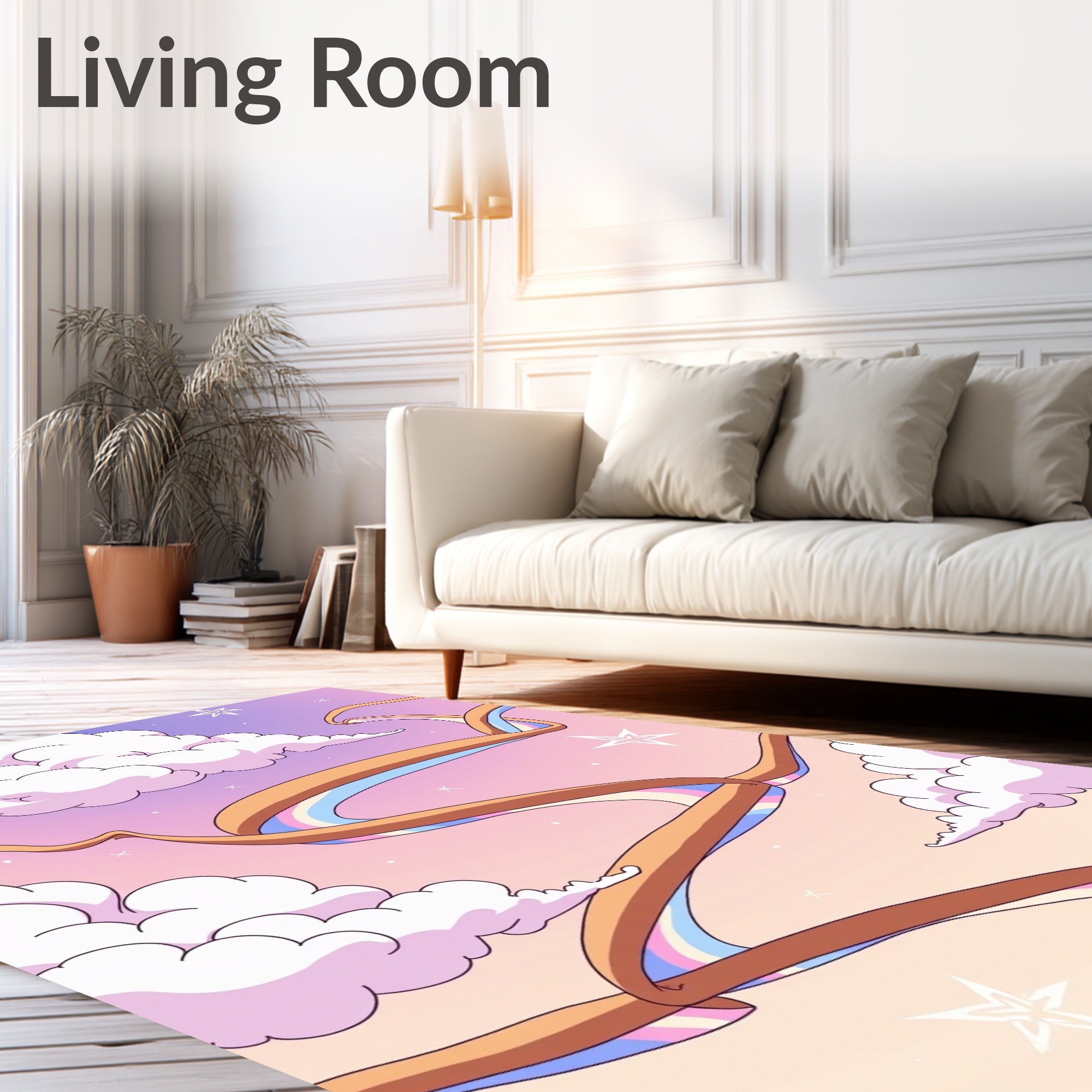 Candy Floss Sky Ribbon Stars Rug
