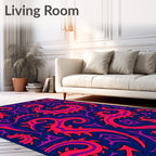 Vibrant Coral Swirl Tribal Rug