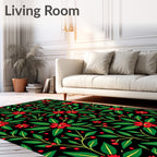Red Blooming Branches Berry Accents Rug