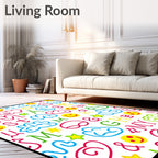 Playful Mixed Letters Smiley Icons Rug