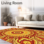 Radiant Fire Orange Sunburst Mandala Rug