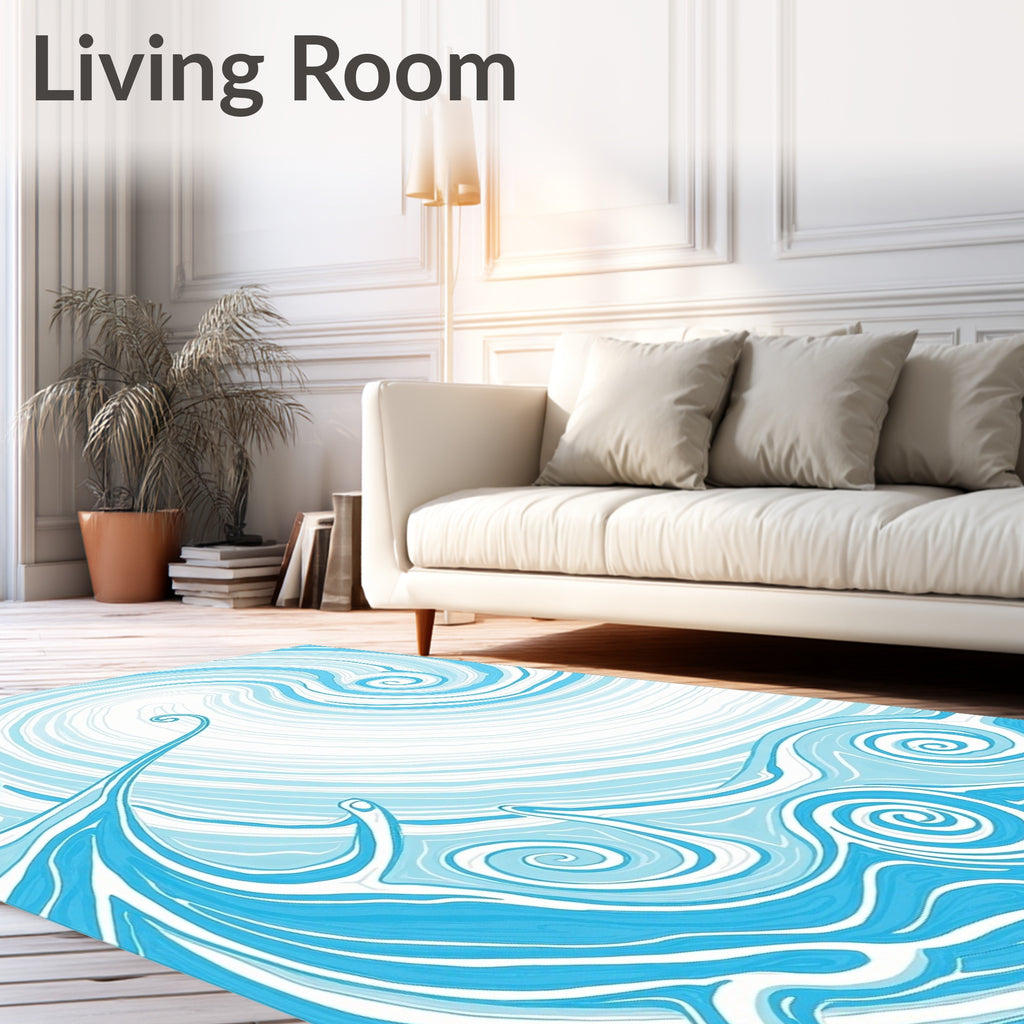 Bright Blue Swirl Aquatic Rug