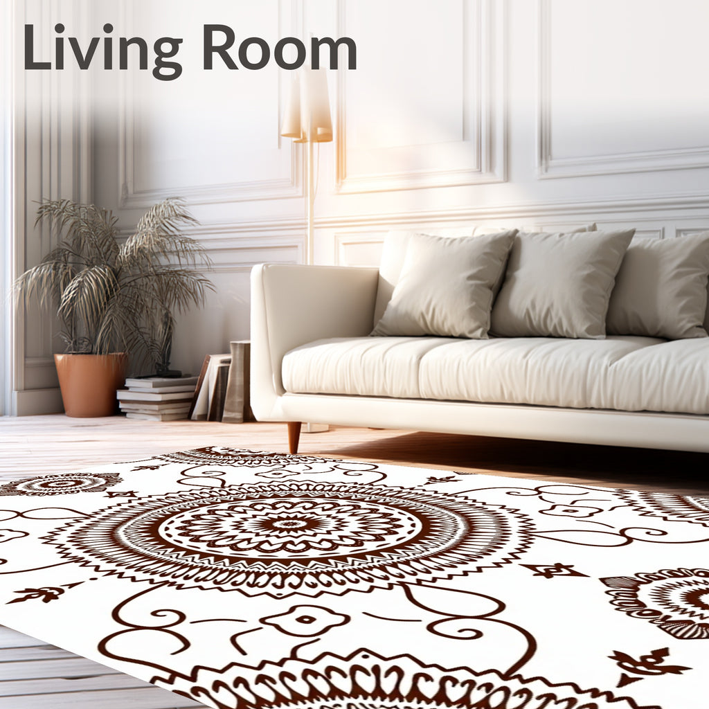 Brown Mandala Floral Swirl Harmony Rug