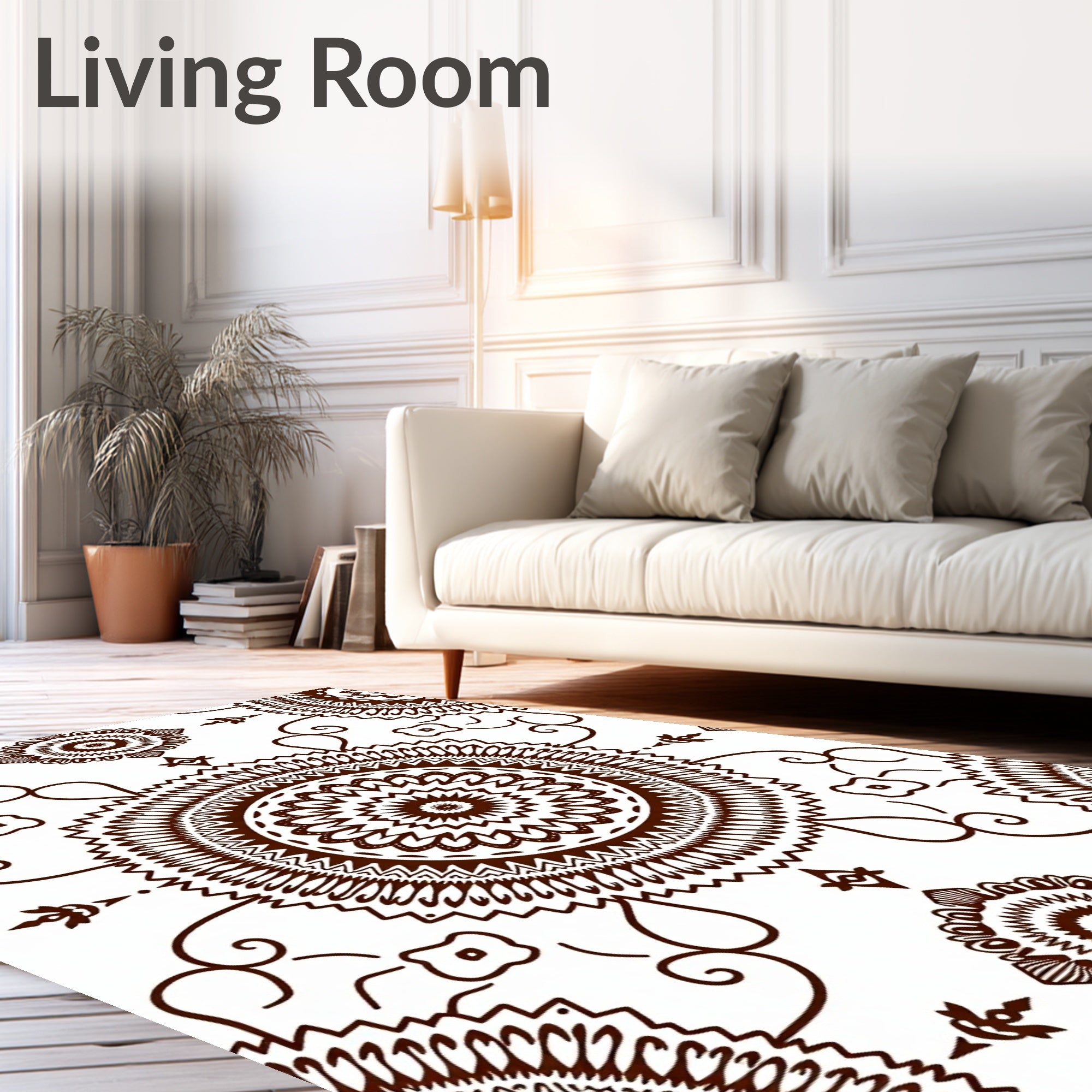 Brown Mandala Floral Swirl Harmony Rug