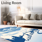 Polar Bear Family Snowy Mountain Vista Rug