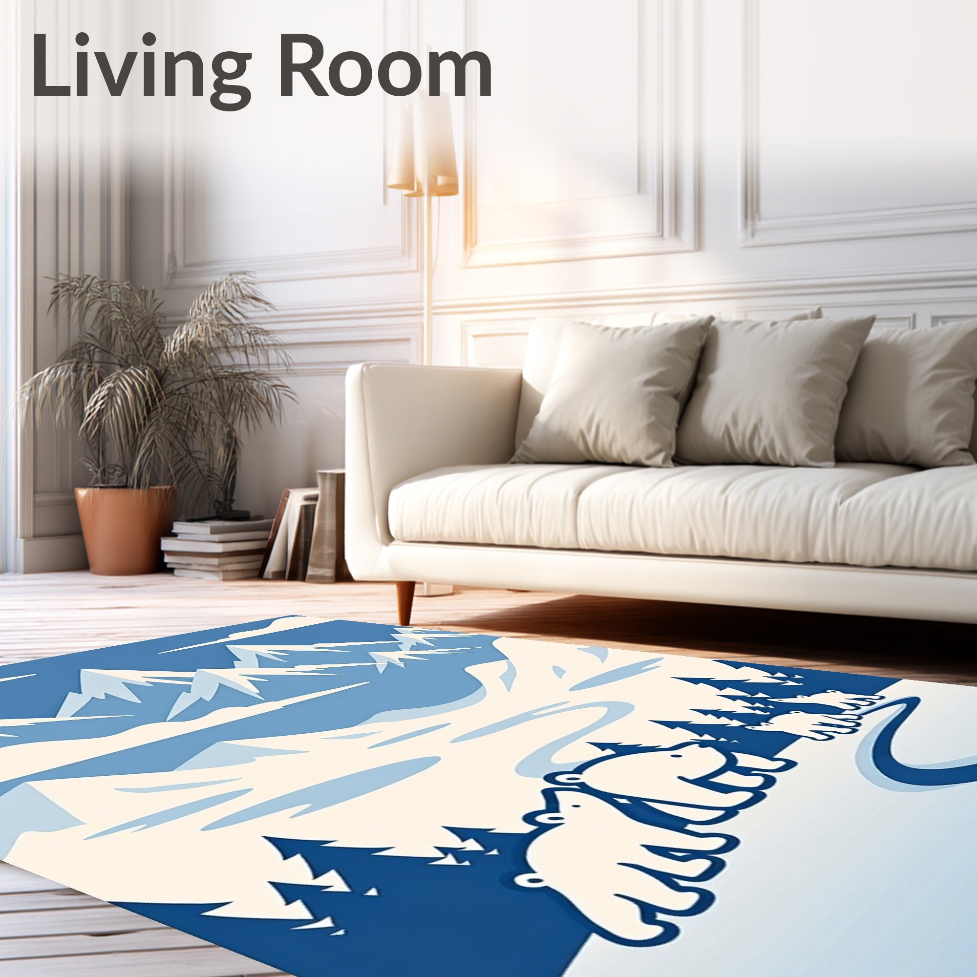 Polar Bear Family Snowy Mountain Vista Rug
