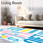 Color Block Alphabet Typography Rug