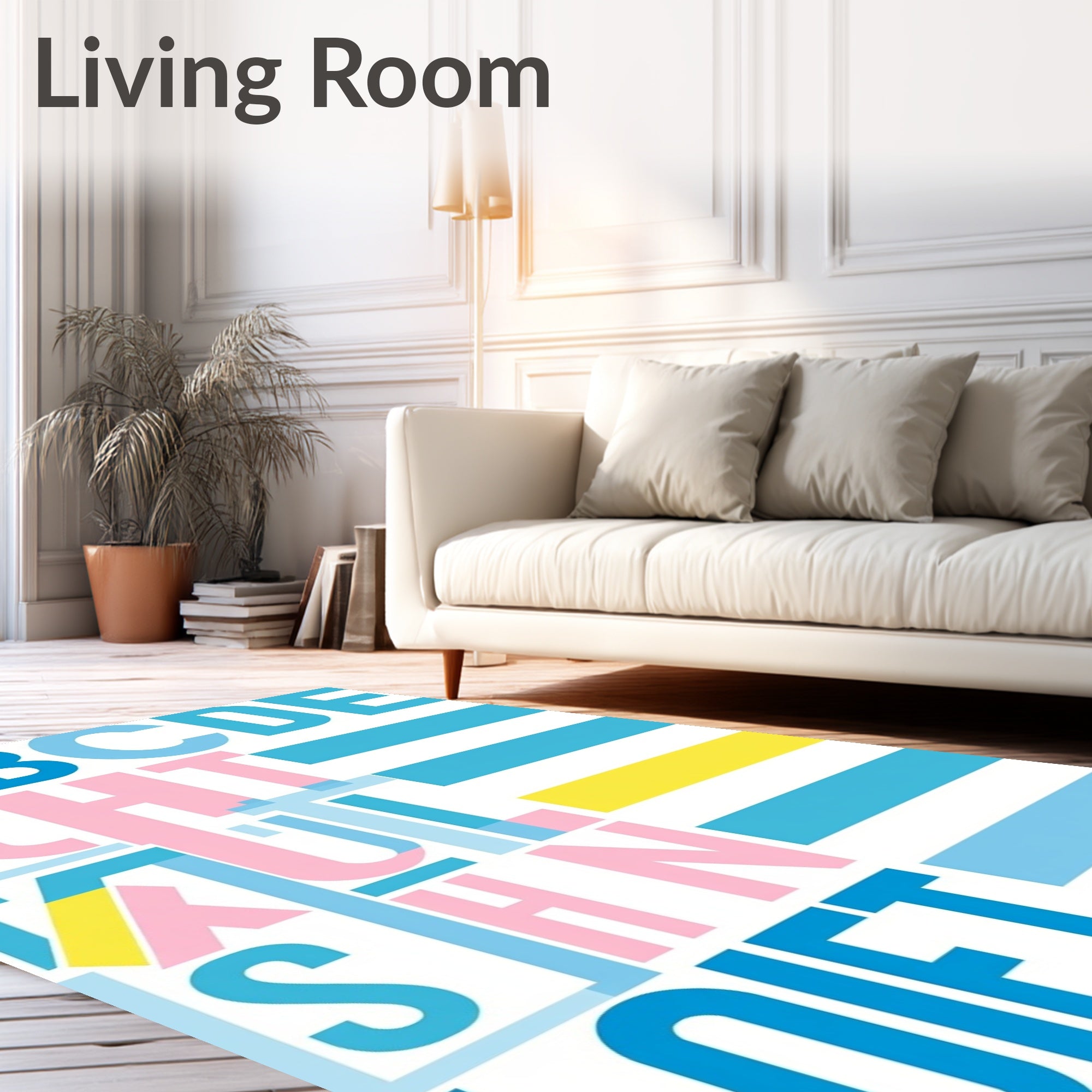 Color Block Alphabet Typography Rug