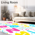 Bright Party Balloons Confetti Letters Rug