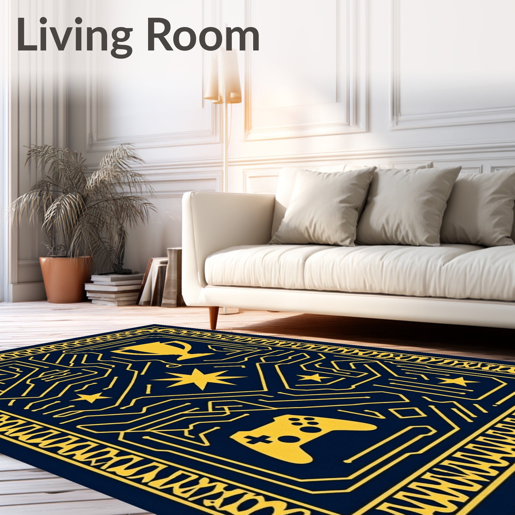 Yellow Circuit Board Trophy Gaming Rug