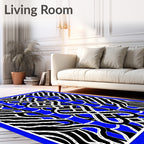 Bold Blue Interlocking Ribbon Art Rug