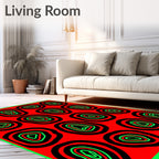 Red Abstract Organic Multi-Ring Rug