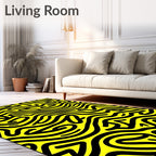 Bold Black Yellow Wavy Lines Rug