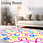 Retro Alphabet Swirls and Dots Rug