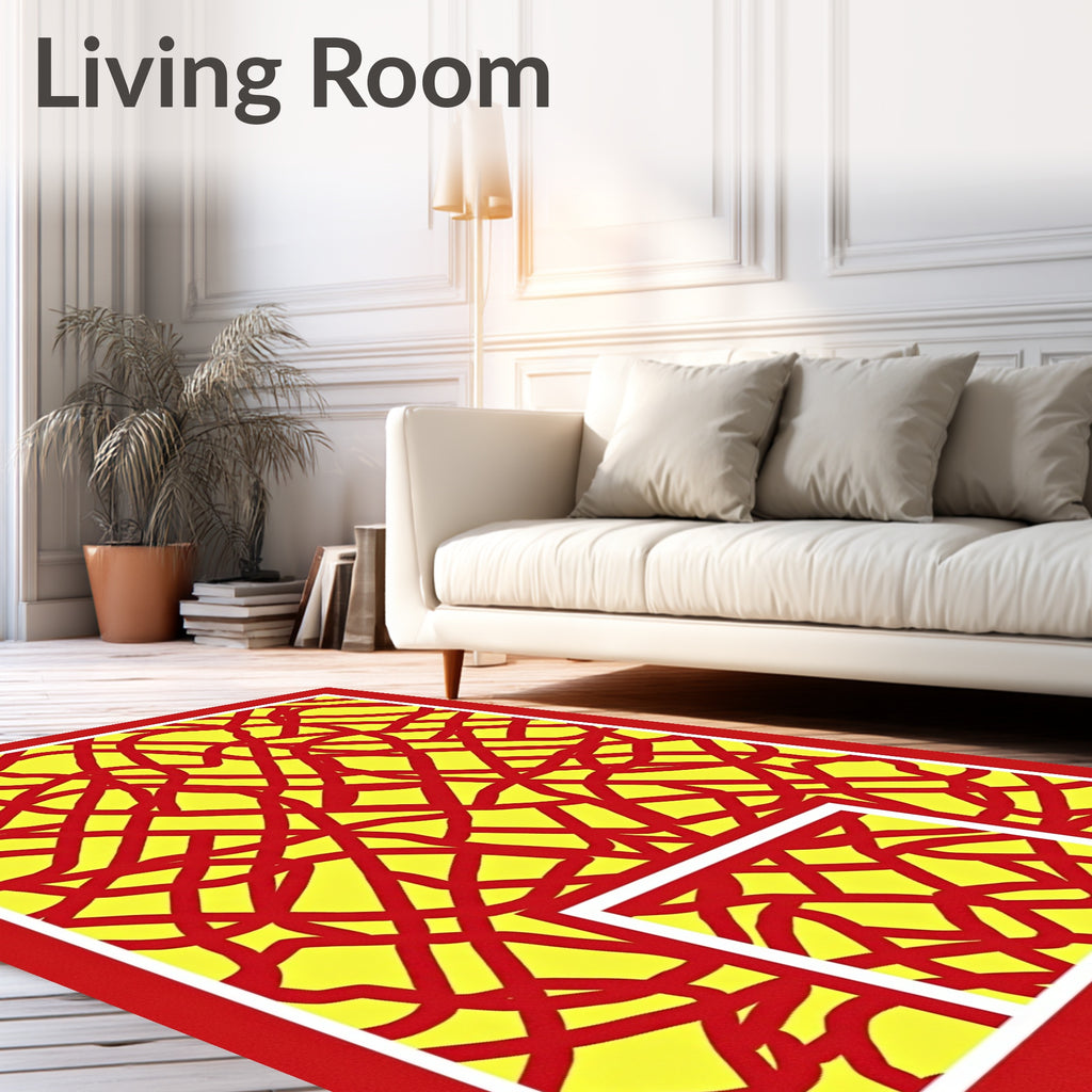 Bold Red Geometric Interwoven Rug