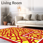 Bold Red Geometric Interwoven Rug