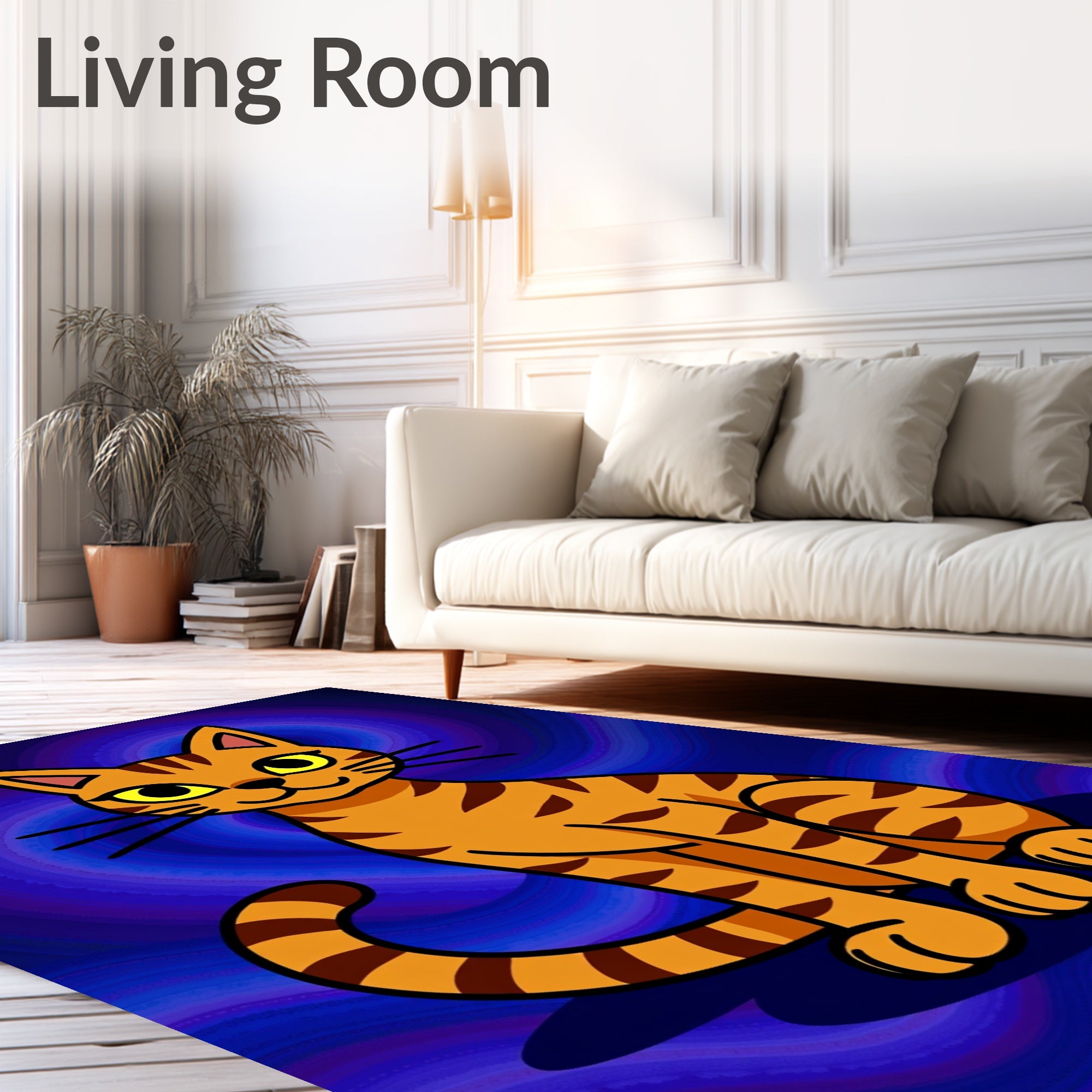 Retro Orange Tabby Cat Swirl Rug