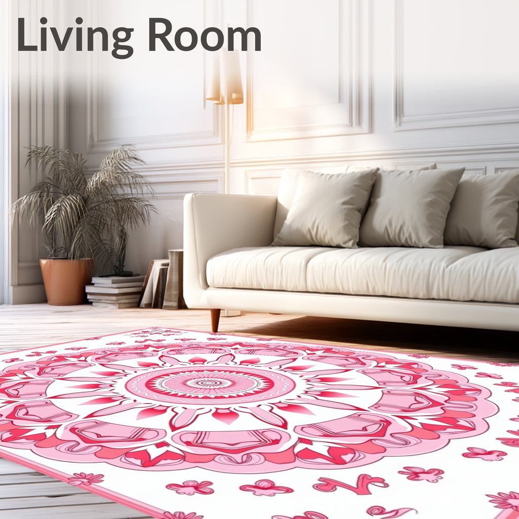 Crimson Pink Floral Medallion Rug