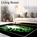 Neon Green Tribal Bloom Abstract Rug