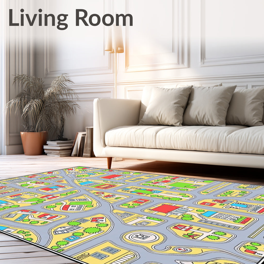 Whimsical Townhouse Street Grid Rug