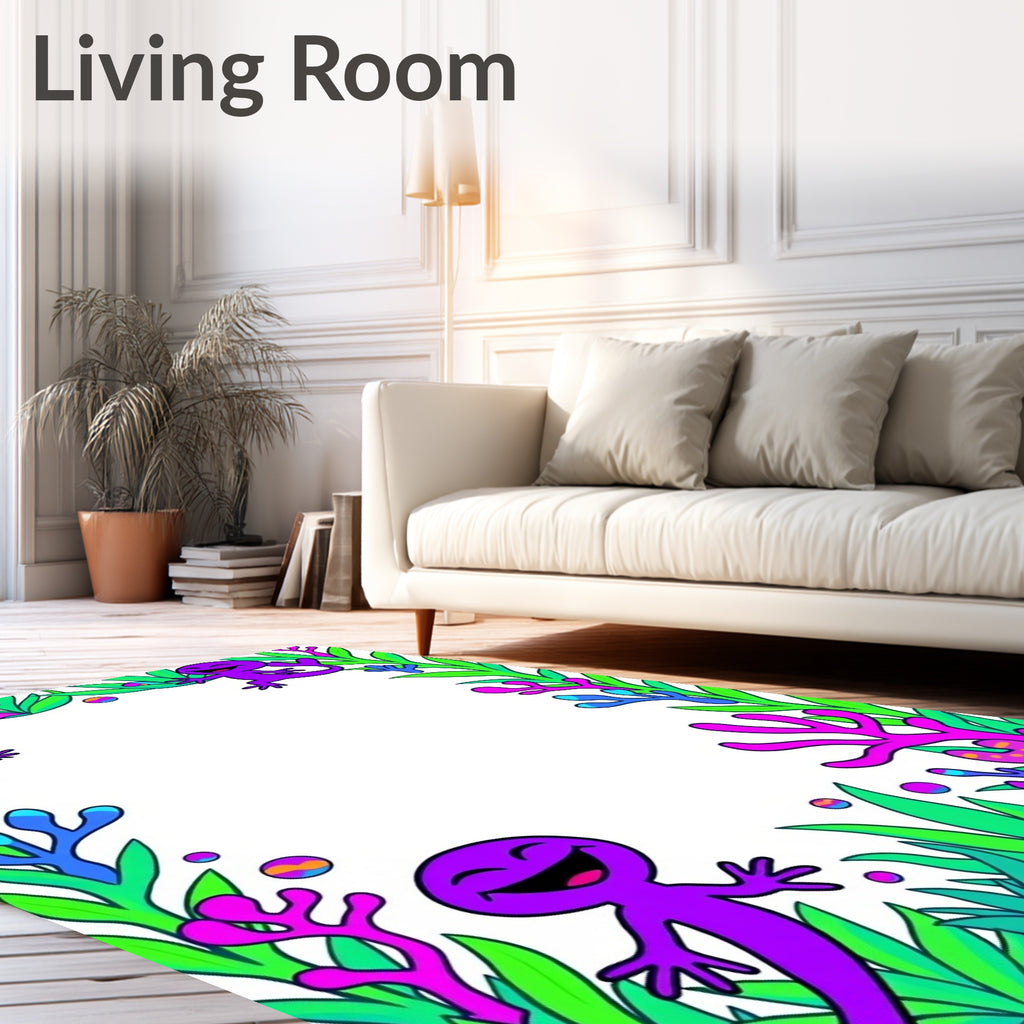 Whimsical Purple Creatures Coral Garden Rug