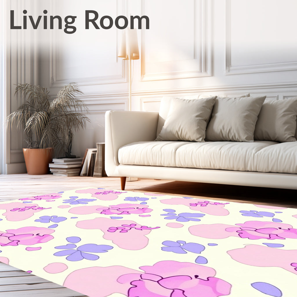 Pastel Pink Lavender Abstract Floral Rug