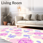Pastel Pink Lavender Abstract Floral Rug