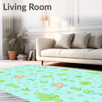 Aqua Sea Life Alphabet Collage Rug