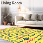 Yellow Cobalt Pink Geometric Accordion Rug