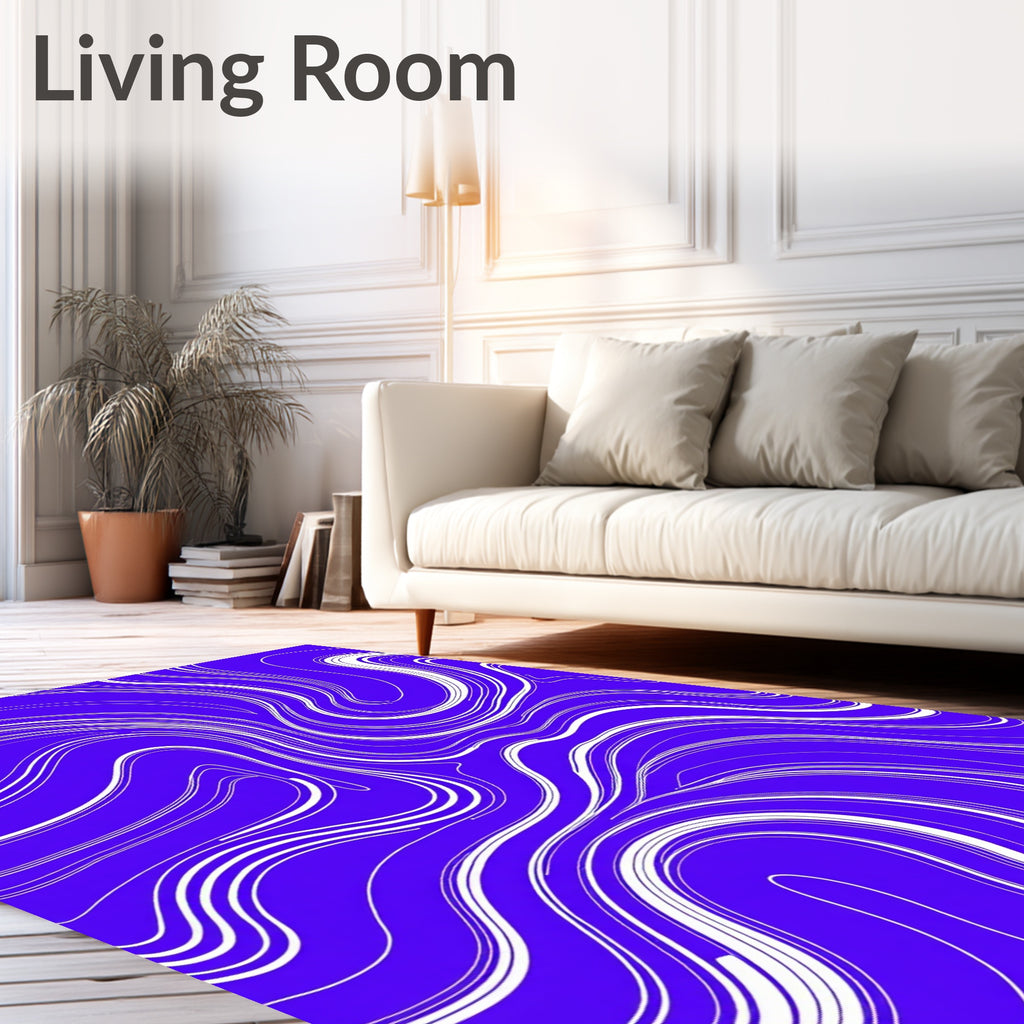 Vibrant White Swirl Amethyst Rug