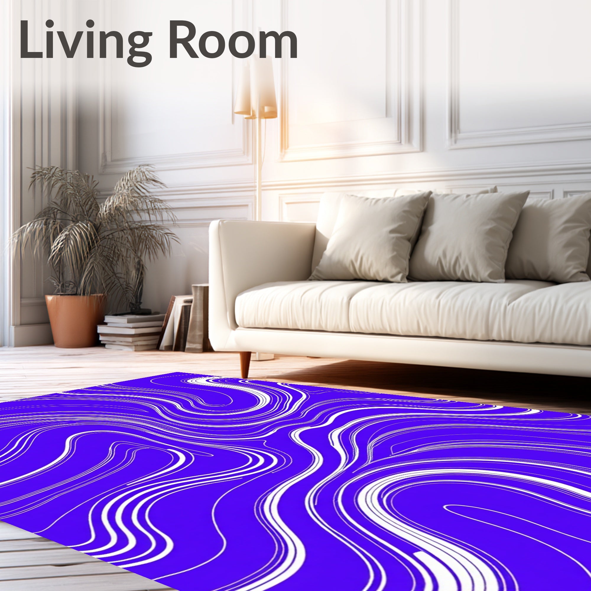Vibrant White Swirl Amethyst Rug