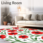 Bold Red Poppy Floral Abstraction Rug