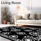 Monochromatic Starburst Floral Medallion Rug