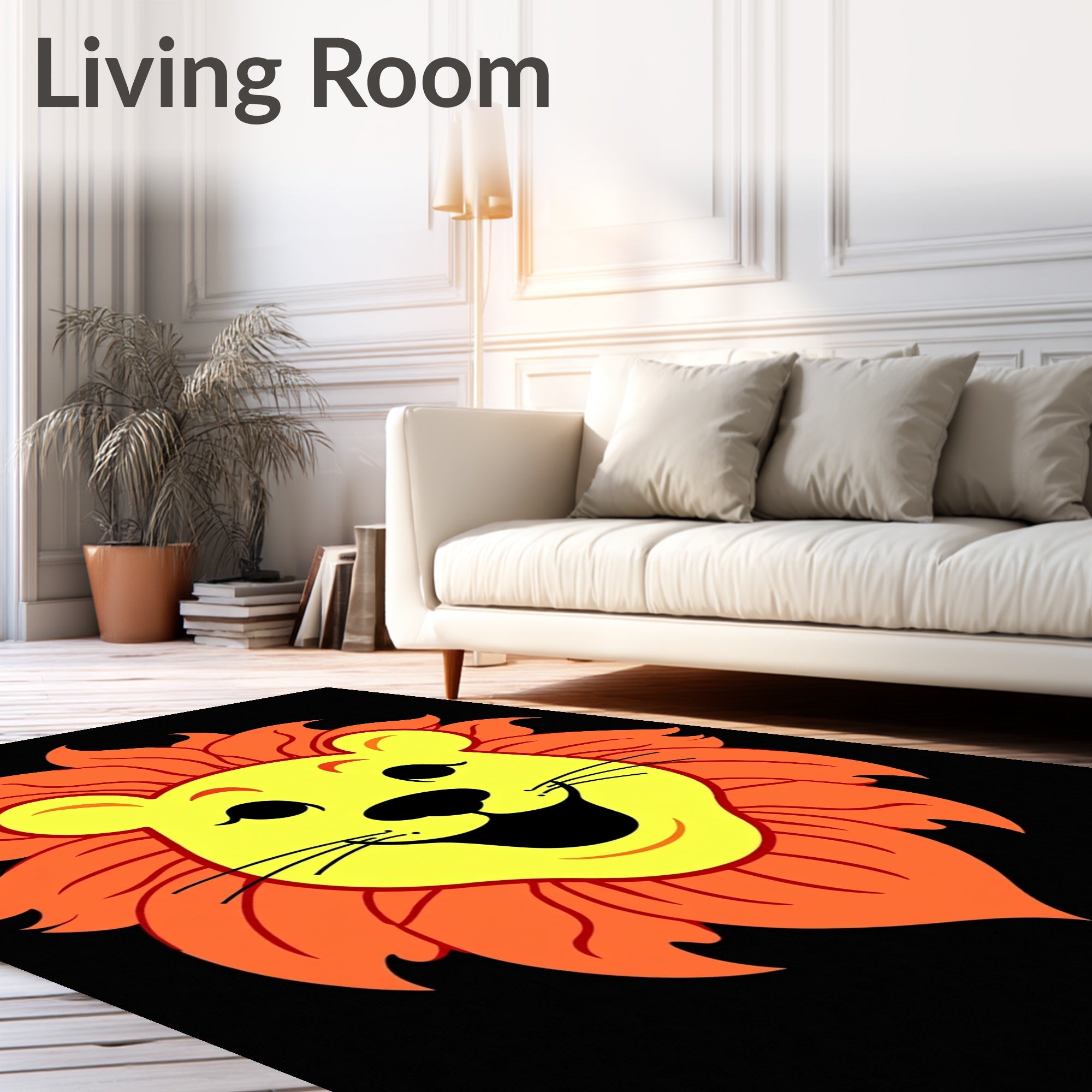 Cheerful Yellow Lion Orange Mane Rug