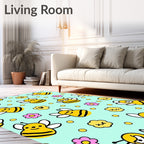 Yellow Bee And Flower Meadow Accents Rug