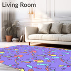 Surreal Whimsical Shapes Lavender Rug