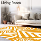 Bold Orange White Geometric Chevron Rug