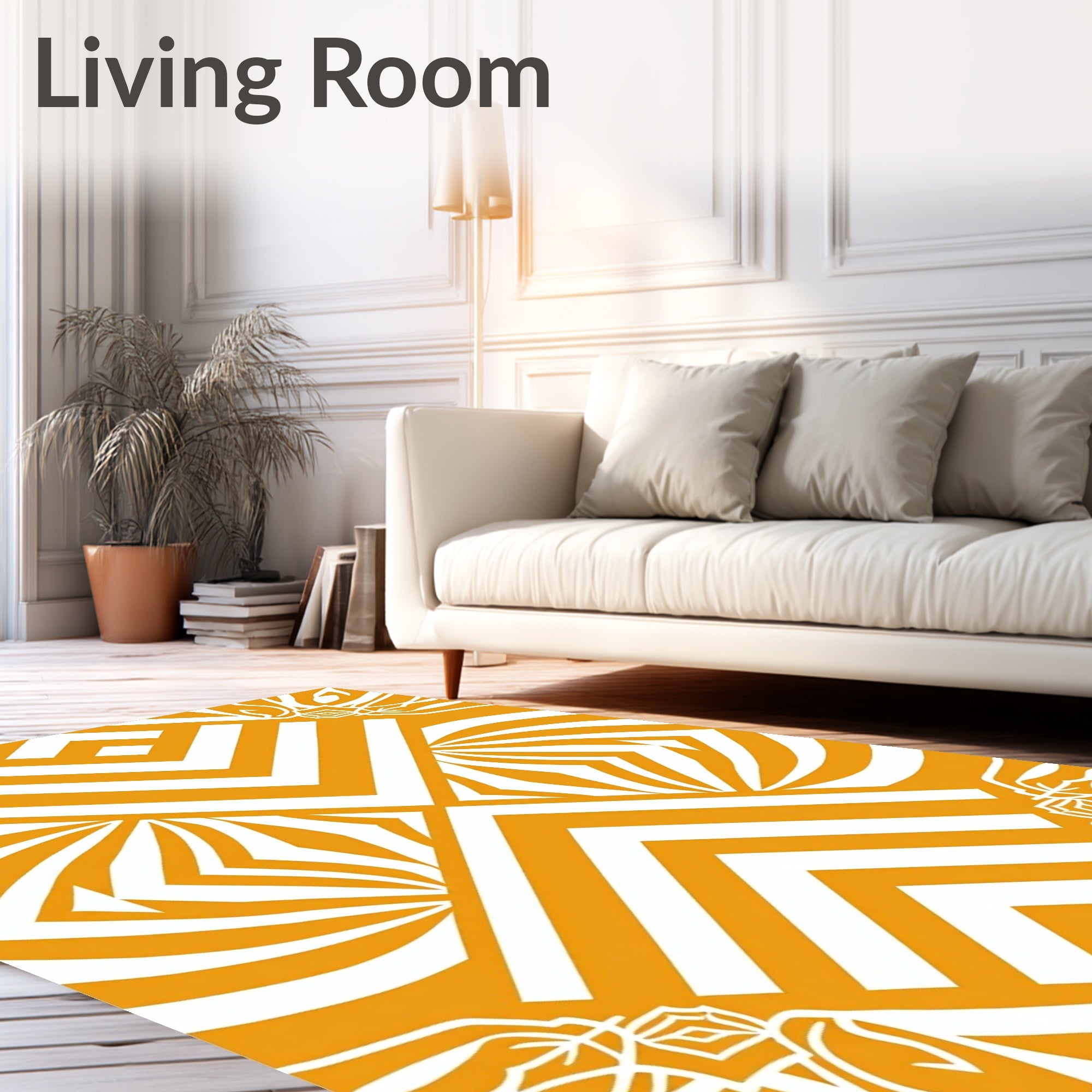 Bold Orange White Geometric Chevron Rug